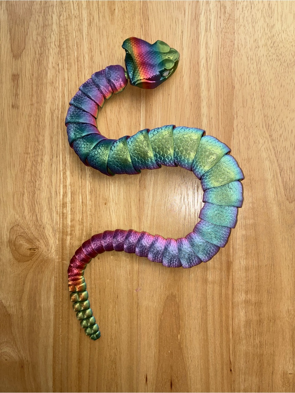 Iridescent Rattlesnake | 3D Printed Articulated Fidget Toy Hinged Jaw